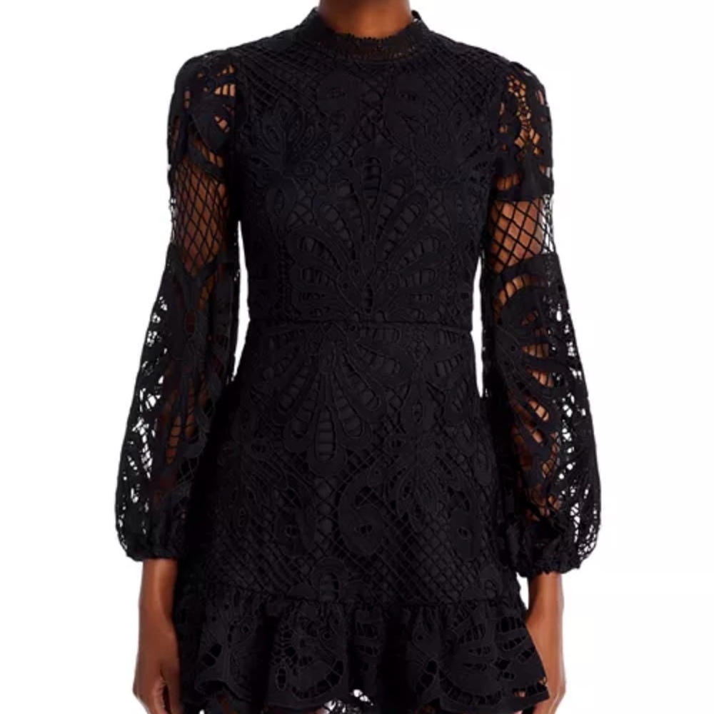 Aqua Elegant Black Lace Dress